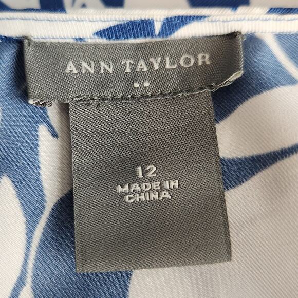 Ann Taylor Tropical Leaf Palm Print Wrap Blouse - Picture 2 of 8